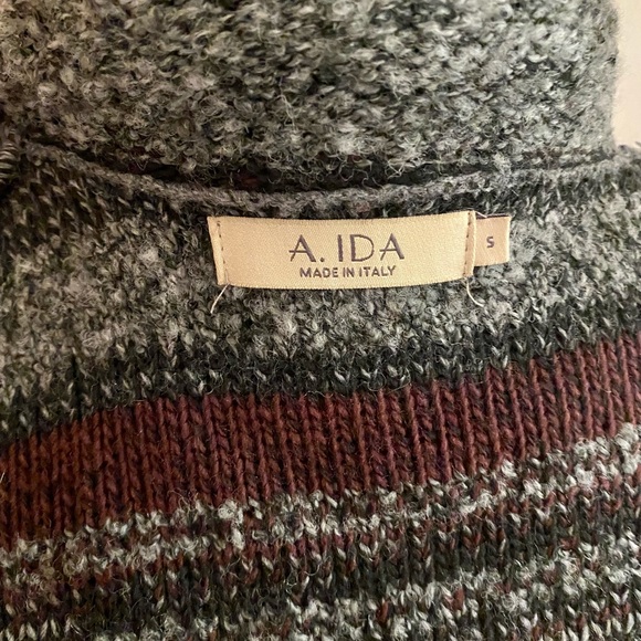 Italian knit blazer / sweater, in gray & plum, Size S - Picture 7 of 7